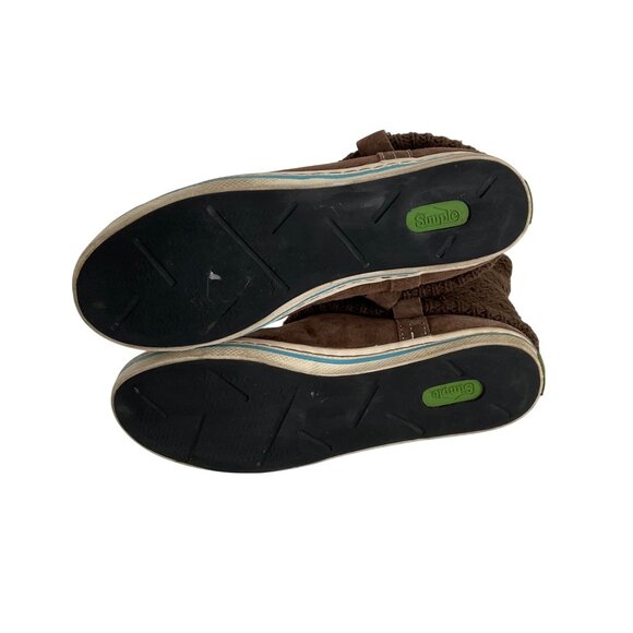 Simple Womens Brown Knit & Suede Pull-On sock Boots round toe Size 10 casual - Picture 4 of 9